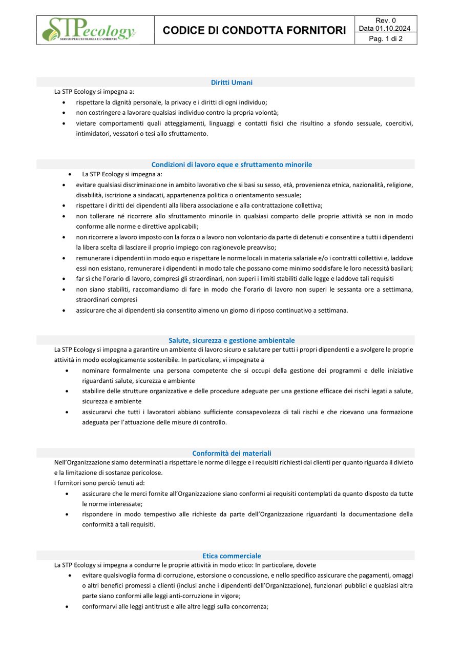 Copertina Codice Condotta Aziendale